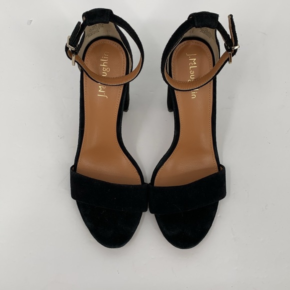 J McLaughlin Madison sandal shoe chunky heel ankle strap black suede leather 6.5 - Picture 4 of 6